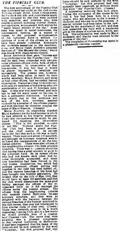 The First Anniversary of the Pipeclay Club